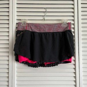 Lululemon Run A Marathon Skirt black, dark grey & pink size 4 rare